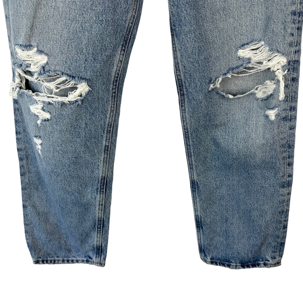 NWT Agolde Sz 23 Women's Blue Distressed Button Fly 90s Crop Jeans - Picture 4 of 15
